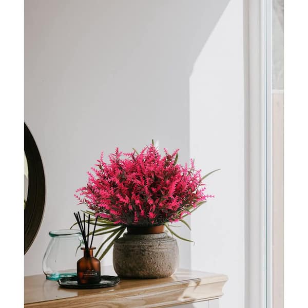 Unbranded 13.8 in. Pink Outdoor Artificial Lavender Flower UV Resistant 20-Bundles