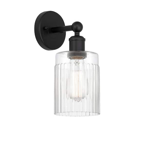 Innovations Hadley 1-Light Matte Black, Clear Wall Sconce with Clear Glass Shade