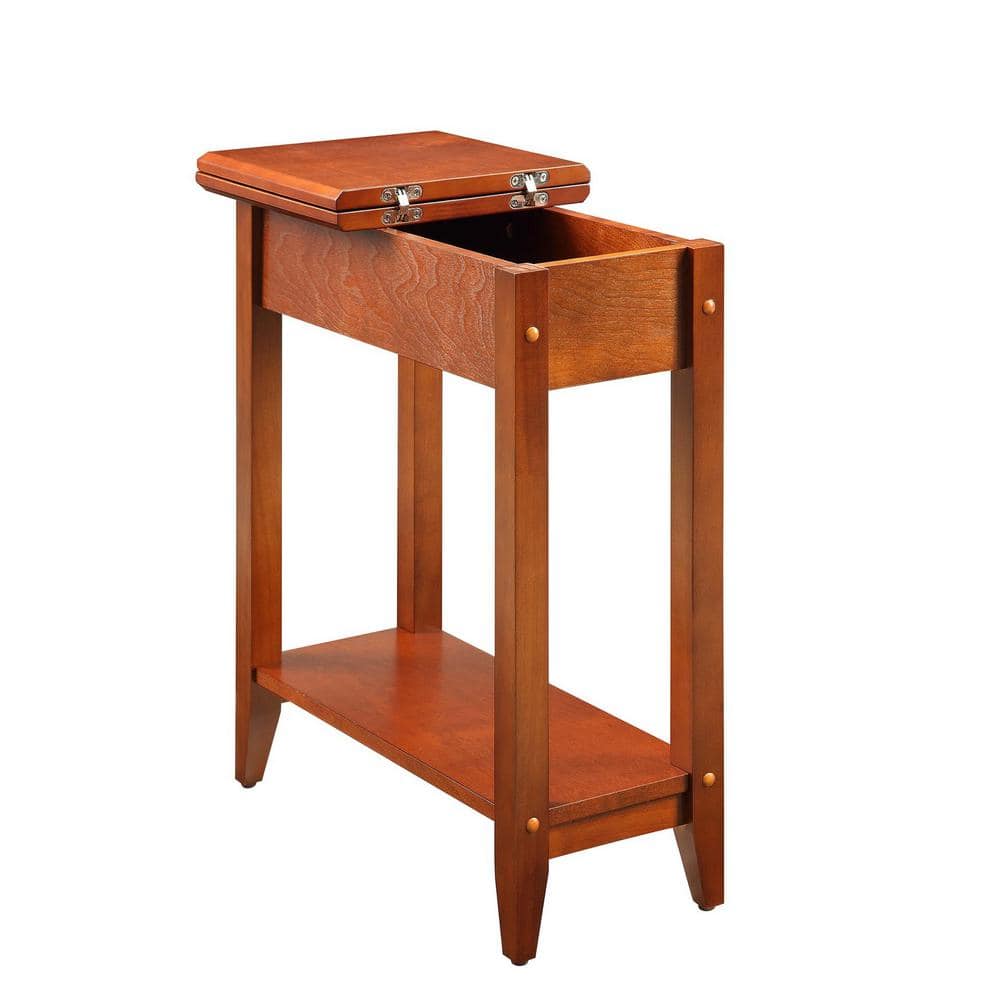 Cherry Birch Veneer Rectangular Flip Top End Table with Storage