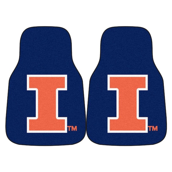 FANMATS University of Illinois 18 in. x 27 in. 2-Piece Carpeted Car Mat Set