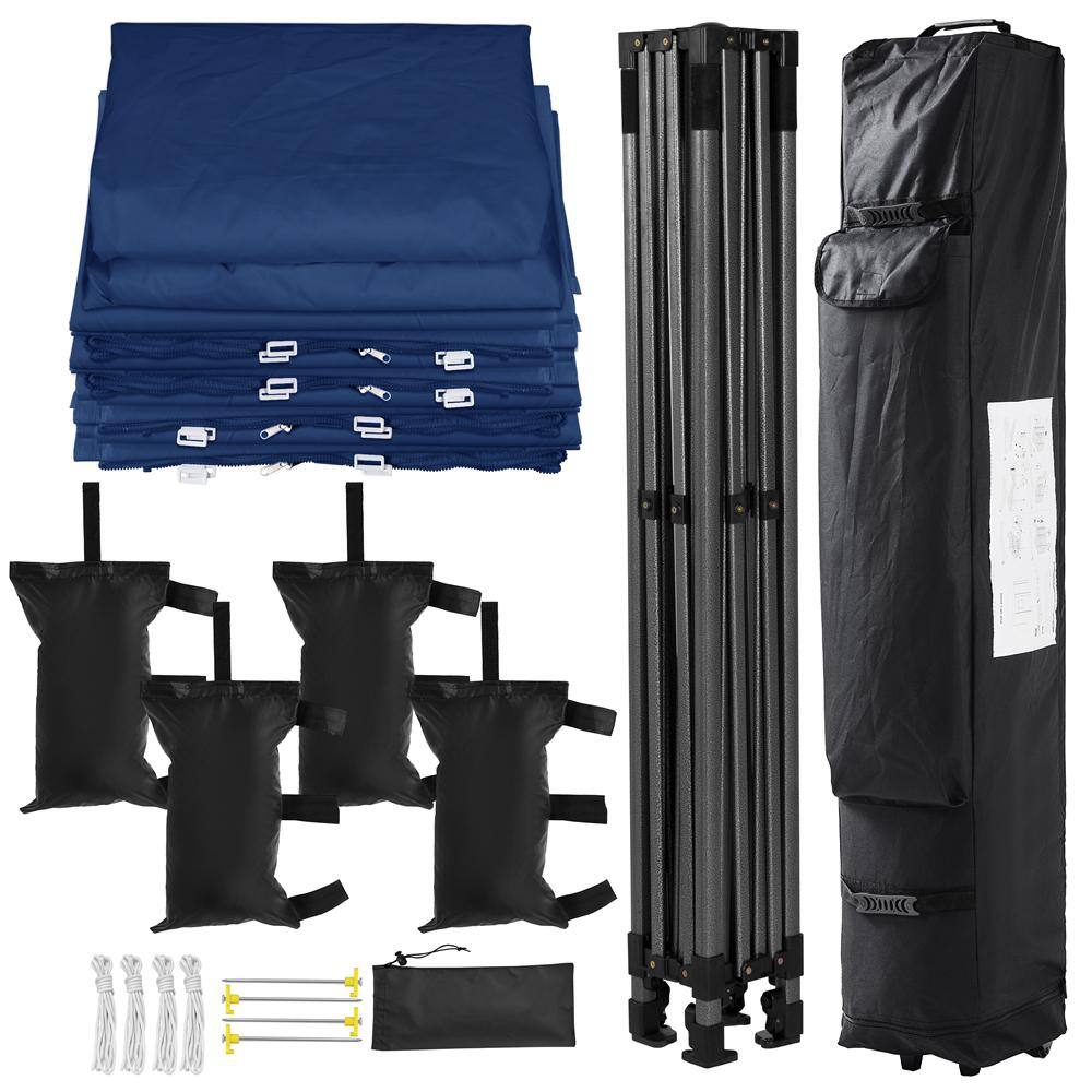 Navy Blue 10 ft x 10 ft Adjustable Height Pop-Up Canopy Tent