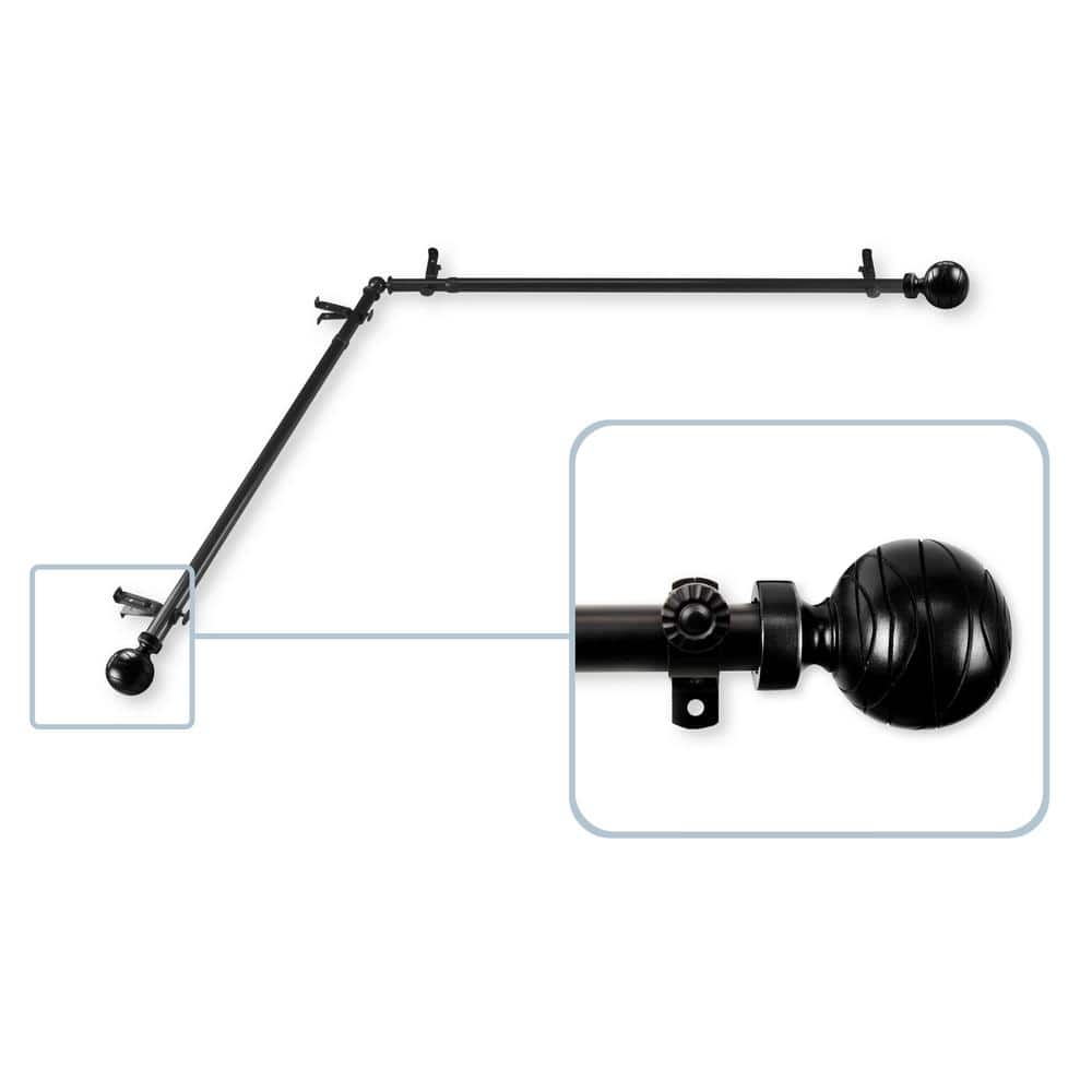 Arman 13/16 in. Dia 120-170 in. L Corner Window Single Curtain Rod in Black price history on PriceWatchPro