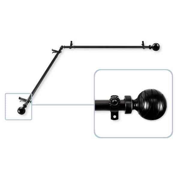 Rod Desyne Arman 13/16 in. Dia 120-170 in. L Corner Window Single Curtain Rod in Black