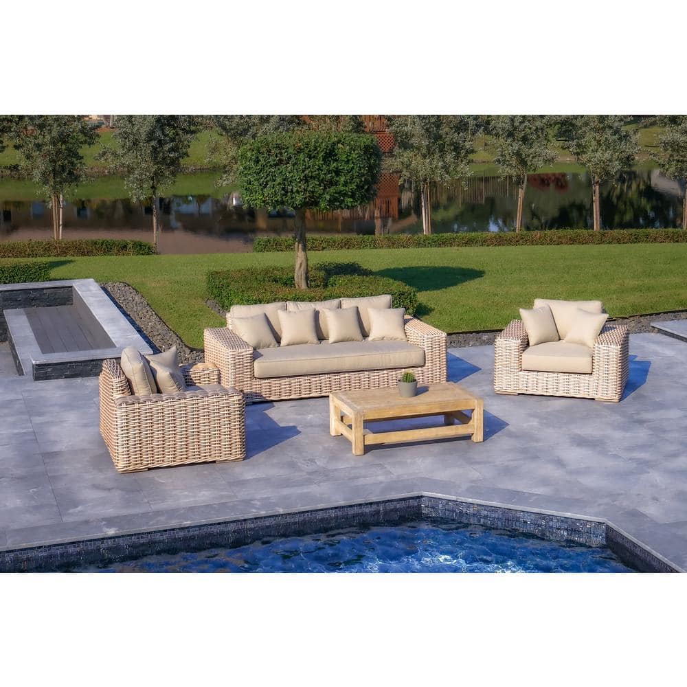 Anna Lux 4-Piece Patio Extra Deep Seating Wicker Aluminum Frame Conversatio