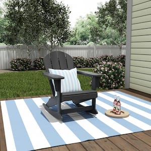 Laguna Fade Resistant Outdoor Patio HDPE Poly Plastic Adirondack Porch Rocking Chair in Gray