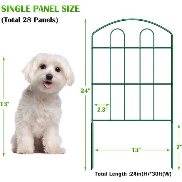 Oumilen 24 in. H x 13 in. L Green Metal Garden Fence Outdoor