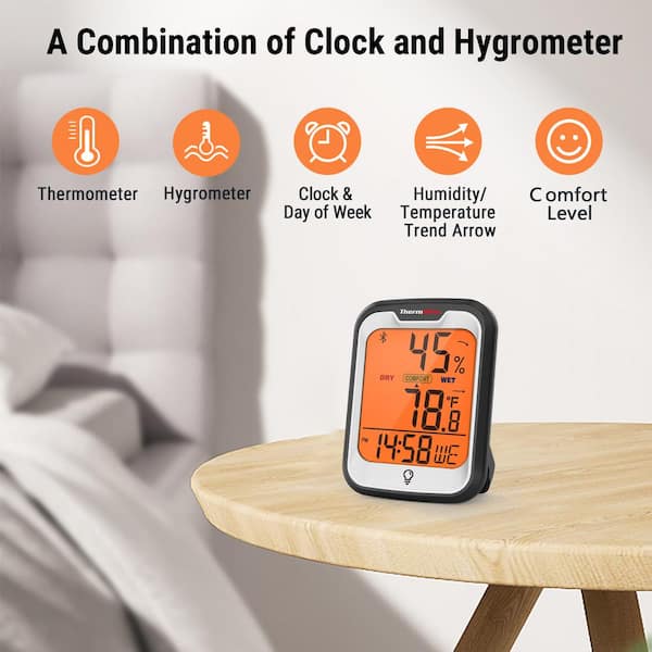 ThermoPro TP357W Smart Digital Indoor Thermometer Humidity Monitor of  260FT, Bluetooth Thermometer Hygrometer for iOS and Android TP357W - The  Home Depot