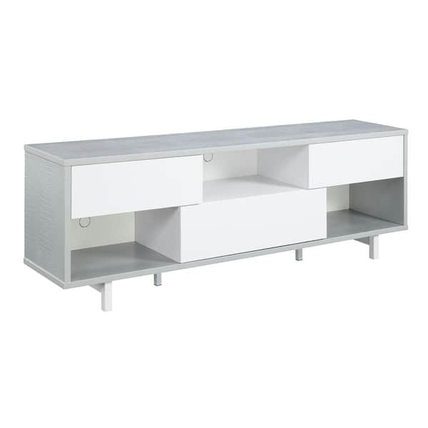 Convenience Concepts Newport Ventura 60 in. Weathered Gray and White TV Stand