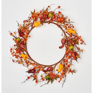 22 in. Gourd with Berries Wreath