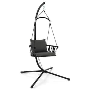 Swing Chair with Stand Patio Hanging Swing Chair with Comfortable Seat and Back Cushions