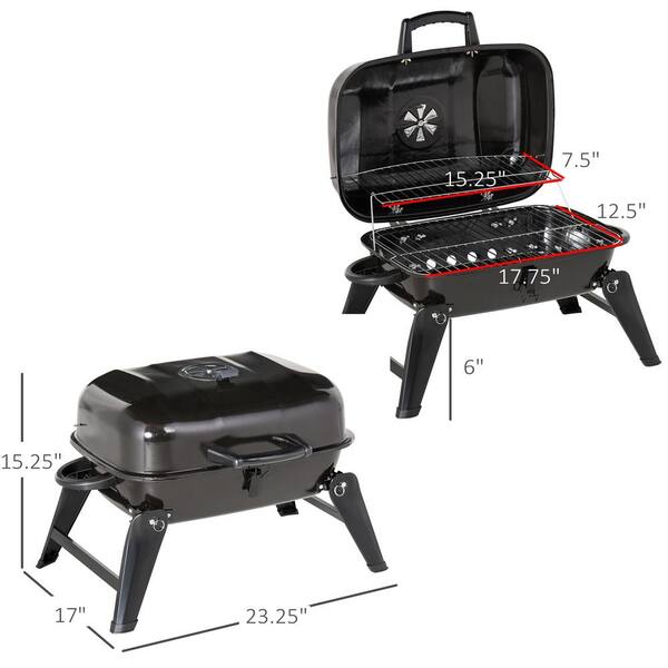 14 in. Portable Charcoal Grill for Outdoor Cooking in Black Iron with Folding Legs HDPH041OT024 The Home Depot