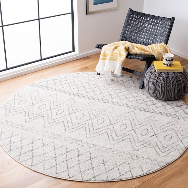 Madison Ivory/Charcoal 7 ft. x 7 ft. Round Area Rug