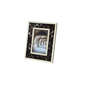 4 in. x 6 in. Black, Natural and Brown Resin and Bone Rectangular Picture Frame with Triangle Pattern