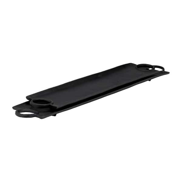 32 in. x 6 in. Black Metal Aluminum Decorative Flat Serving Tray Set with Ring Handles (Set of 2)