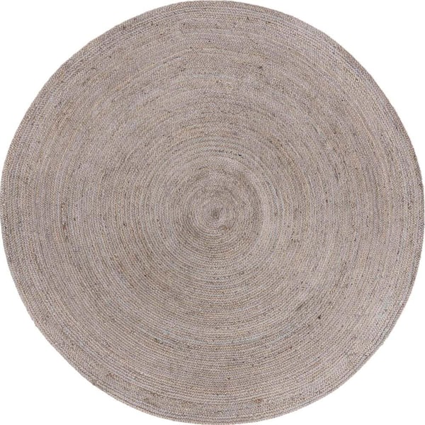Unique Loom Braided Jute Dhaka Gray 8' 0 x 8' 0 Area Rug
