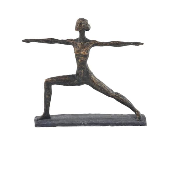 Litton Lane 3 in. x 12 in. Brass Polystone Yoga Sculpture