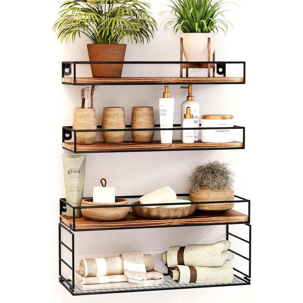 16.2 in. W x 5.9 in. D Dark Brown Decorative Wall Shelf, Floating Bathroom 