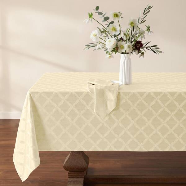 Lenox Laurel Leaf Tablecloth, Ivory - 70"W x 86"L Rectangle