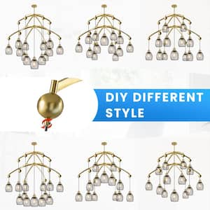 Retro 13-light Vintage Wrought Iron Gold Creative Ceiling Chandelier for Kitchen Island Dining Living Room Bedroom