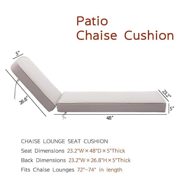 DESwan Pelcha 23 in. W x 75 in. D x 5 in. T 2 Piece Outdoor Chaise Lounge Cushion in Beige BSC073 BG The Home Depot