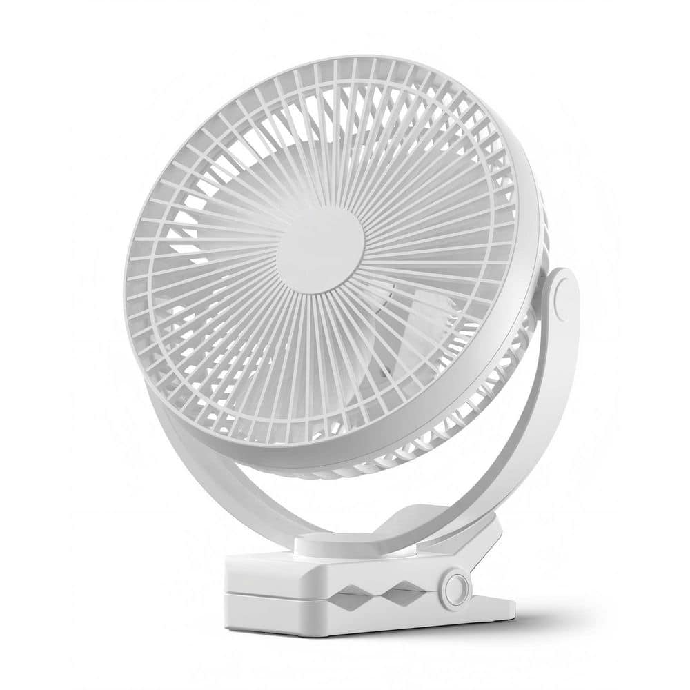 10000mAh Rechargeable 8 in. Clip-on Fan, 4 Speed USB Portable Fan for Stroller Golf Cart Camping Office Outdoor in White price history on PriceWatchPro