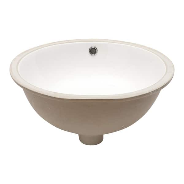 19.5 in. Undermount Oval Bathroom Sink with Overflow in White Ceramic