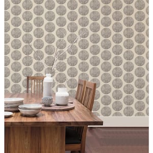 Bazaar Collection Beige/Charcoal Soleil Motif Design Non-Woven Paper Non-Pasted Wallpaper Roll (Covers 57 sq.ft.)