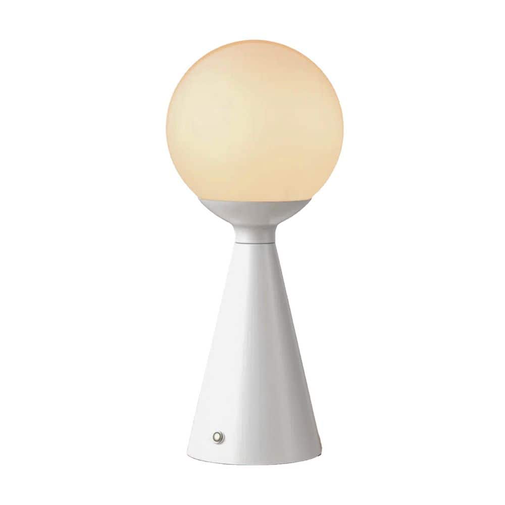13 in. White Modern Rechargeable Integrated LED Touch Dimmable Table Lamp for Living Room with White Glass Shade price history on PriceWatchPro