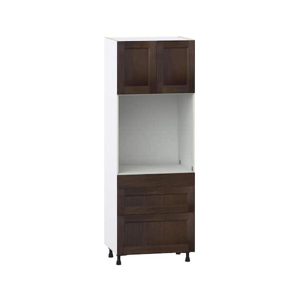 Georgetown 30 in. W x 24 in. D x 84.5 in. H Assembled Single Oven Kitchen Cabinet in Chestnut with 3-Drawers