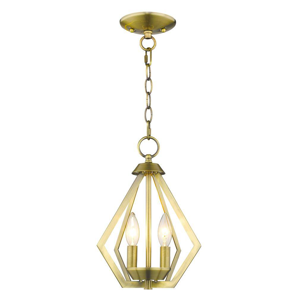 Mini Geometric Brass Pendant Light with Steel Frame