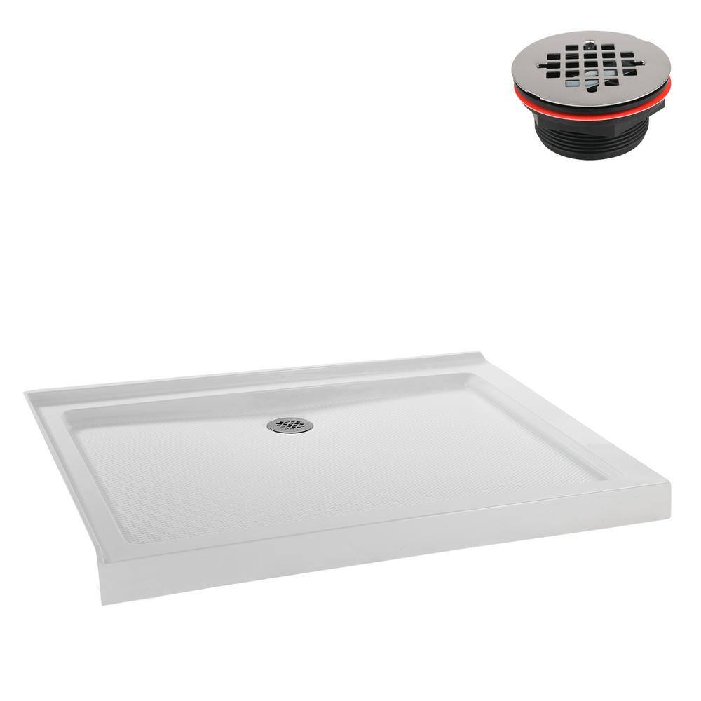 48'' White Acrylic Rectangular Corner Shower Base with Right Drain