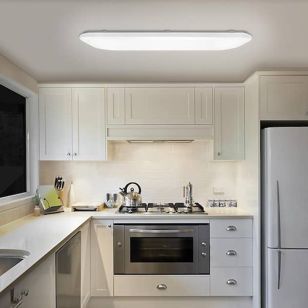 Hampton in. x 18 in. Light LED Flush Mount High Output 5500 Lumens Smooth Acrylic Lens Kitchen Lighting 54645141 - The Home Depot