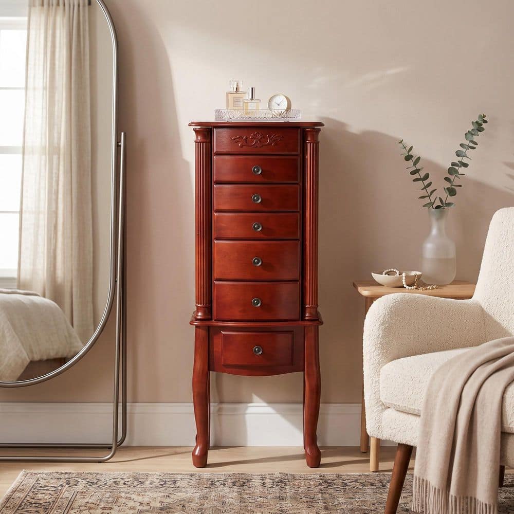 HIVES HONEY Morgan Cherry Jewelry Armoire 40.75 H x 15.5 W x 9.5 D