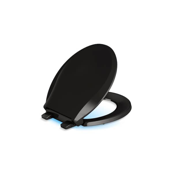 Cachet Nightlight QuietClose Round Closed Front Toilet Seat in Black Black