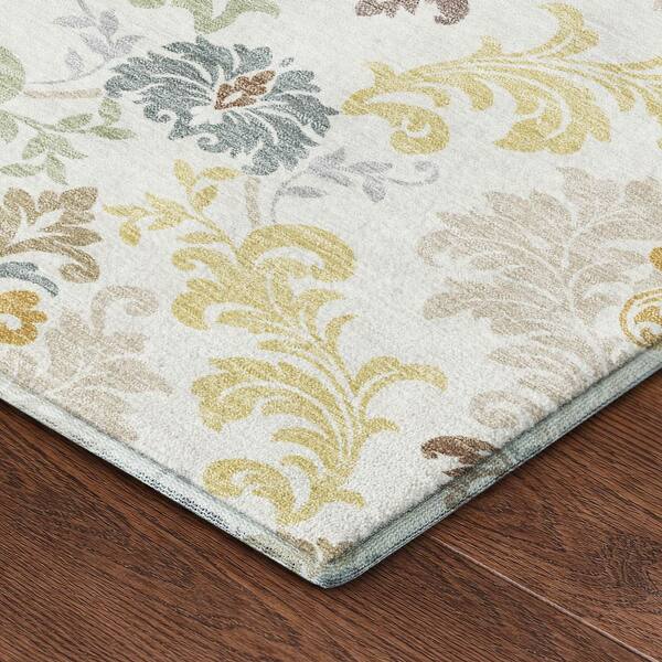 Mayfield Premium Machine Washable Abstract AMF2544 Ivory 3 ft. x 5 ft. Area Rug