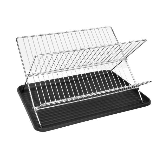 Home Basics 17.5 in. x 14.25 in. x 5.75 in. Folding Dish Rack in Black