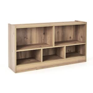24 in. Brown Wooden 5 Shelf Children Storage Cabinet Bookcase Toy Storage Kids Rooms Classroom