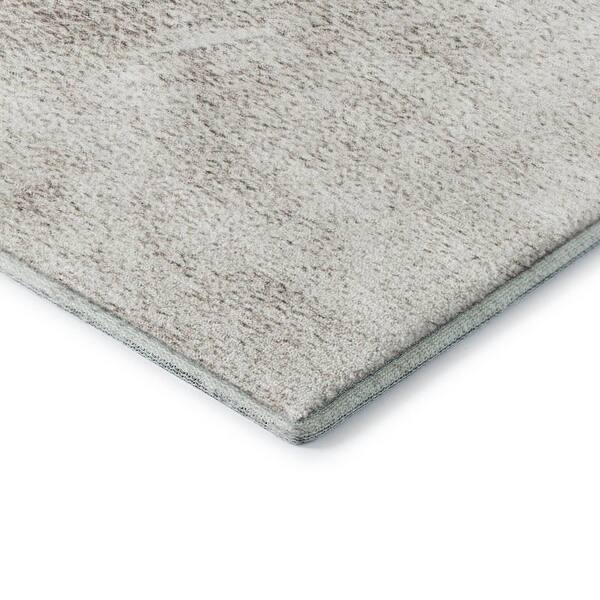 Mayfield Premium Machine Washable Abstract AMF2133 Ivory 8 ft. x 8 ft. Round Rug