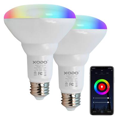 Smart WiFi BR30 E26 Dimmable Smart Light Bulb LB1-2PK -11W (75W Equivalent) 900LM RGB+W-LED Multi Color Adjustable