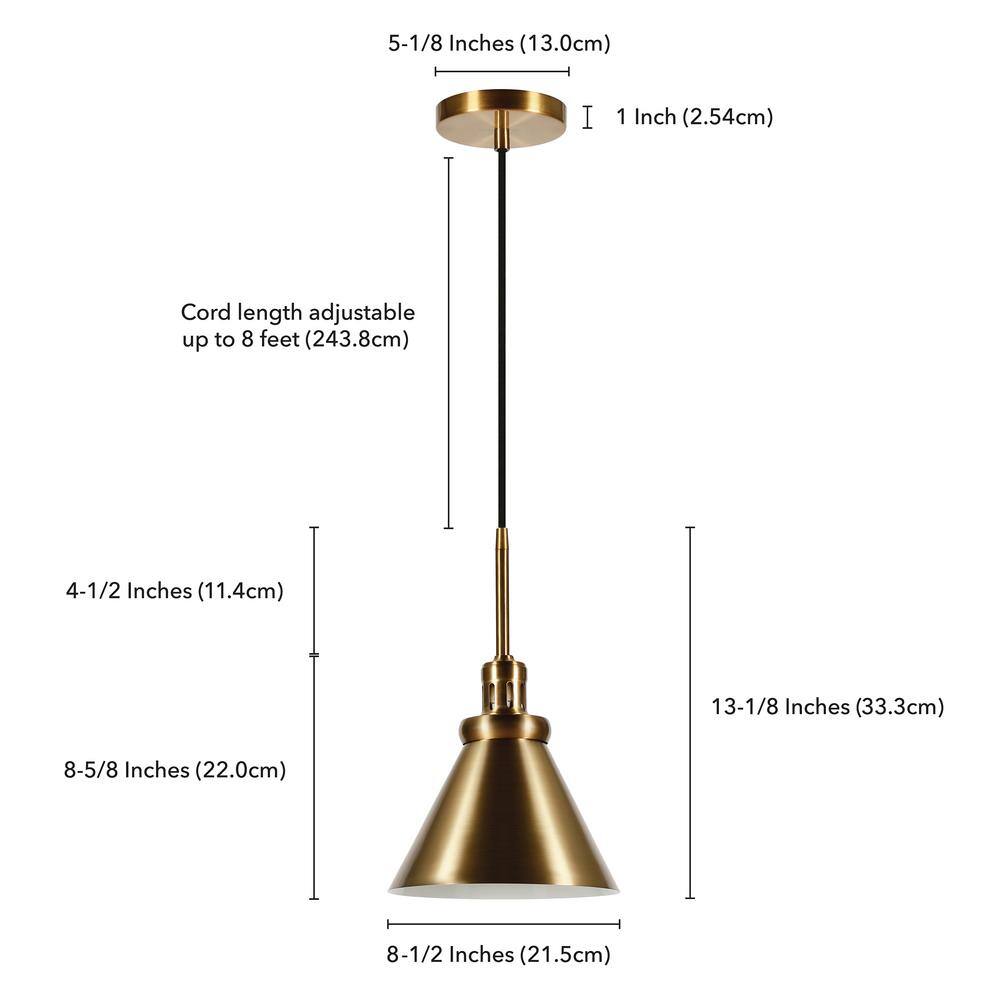 Zeno 10" Brass Finish Industrial Pendant Light