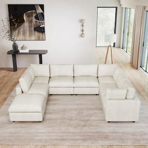 Magic Home Sofa Covers Washable, 134 in. Square Arm Chenille U