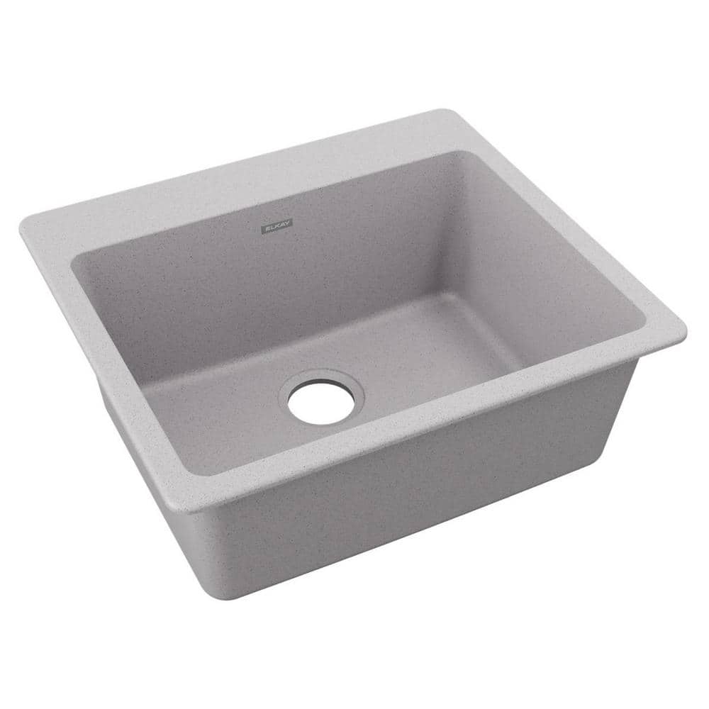 Elkay Quartz Classic 25 in. Drop-in Single Bowl Greystone Granite ...