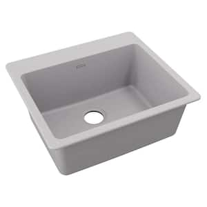 Quartz Classic 25 in. Drop-in Single Bowl Greystone Granite/Quartz Composite Kitchen Sink Only