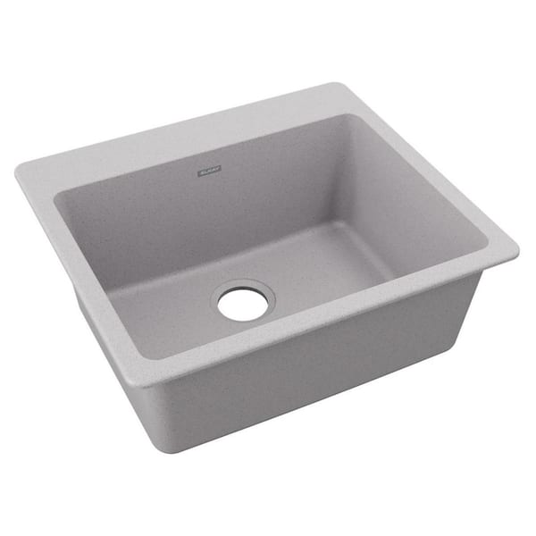 Elkay Quartz Classic 25 in. Drop-in Single Bowl Greystone Granite/Quartz Composite Kitchen Sink Only
