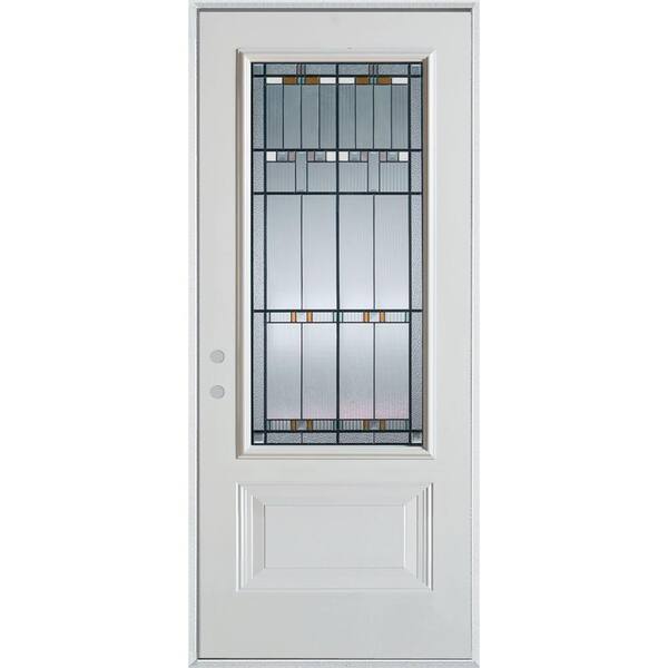 Stanley Doors 32 in. x 80 in. Architectural 3/4 Lite 1-Panel Painted White Right-Hand Inswing Steel Prehung Front Door