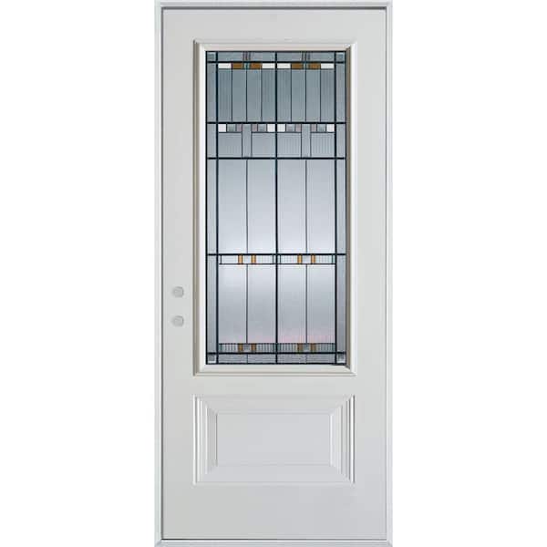 Stanley Doors 36 in. x 80 in. Architectural 3/4 Lite 1-Panel Painted White Right-Hand Inswing Steel Prehung Front Door
