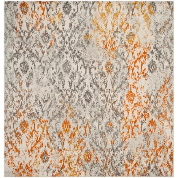 Madison Cream/Orange 9 ft. x 9 ft. Square Area Rug