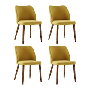 Eliseo Mustard Modern Upholstered Dining Chair with Solid Wood Tapered Legs Set of 4