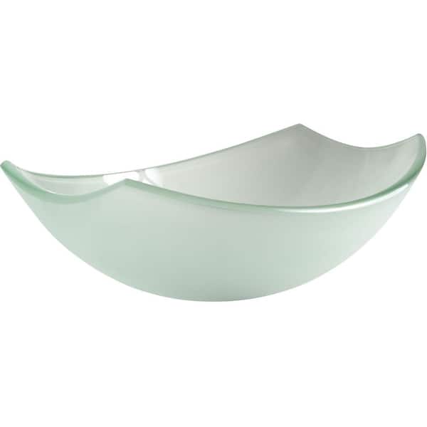 ANZZI Pendant Series Rectangular Deco-Glass Vessel Sink in Lustrous Frosted
