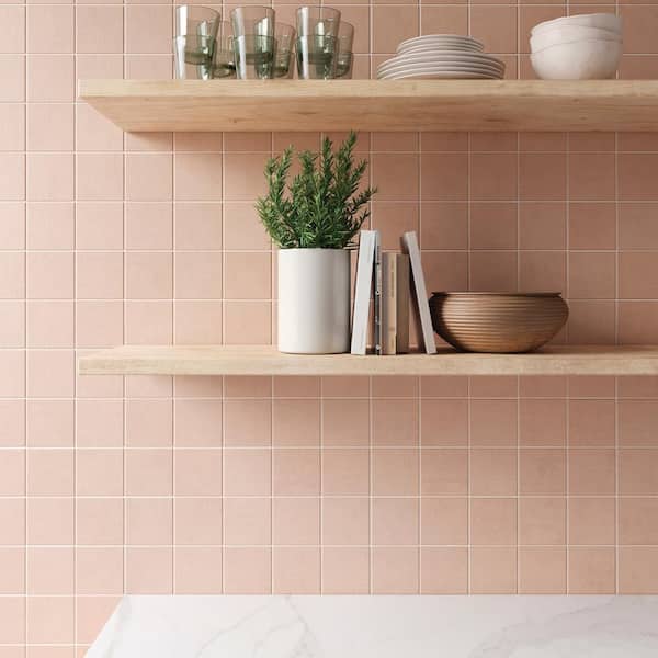 Sahara 4 in. x 4 in. Matte Rose Porcelain Mosaic Tile (4.84 sq. ft./Case)